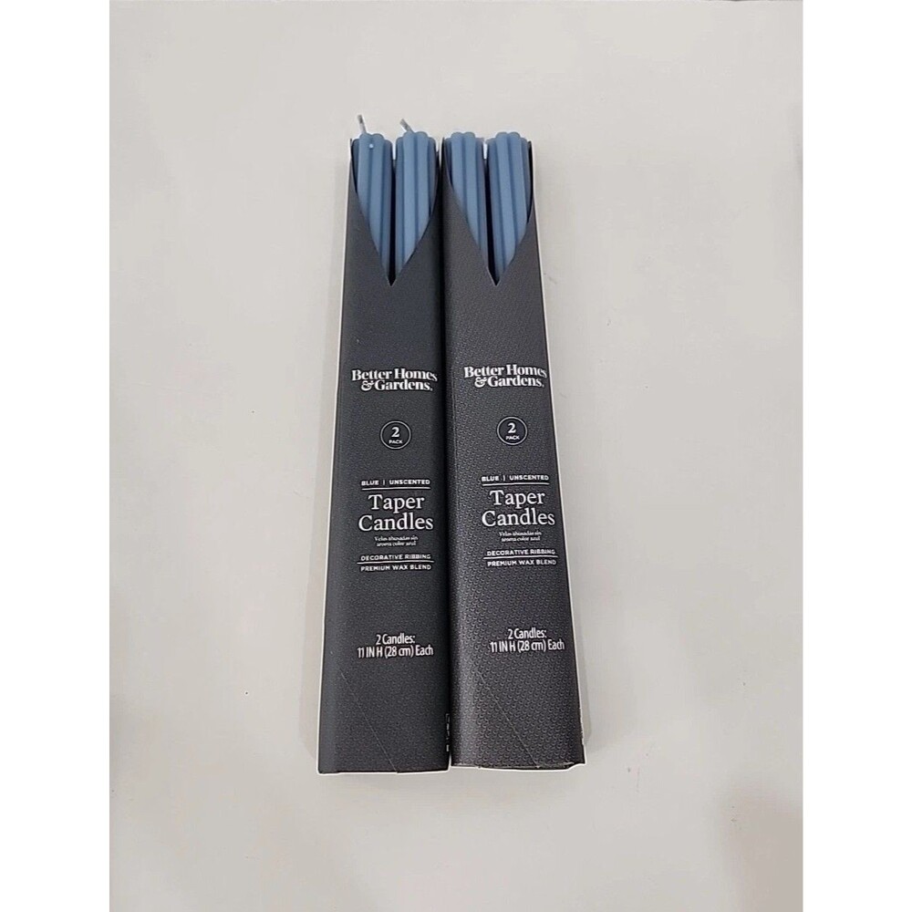 2-Pack,Better Homes & Gardens Unscented Taper Candles, Blue ,11 Inches Height